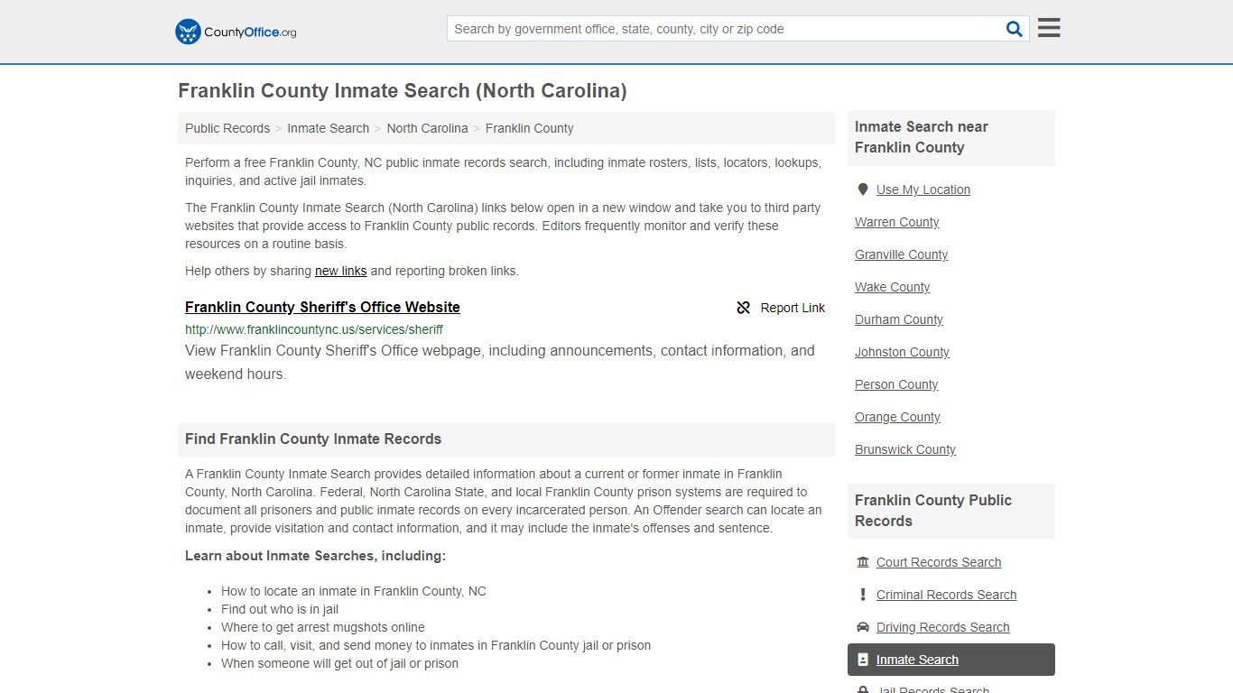 Inmate Search - Franklin County, NC (Inmate Rosters ...