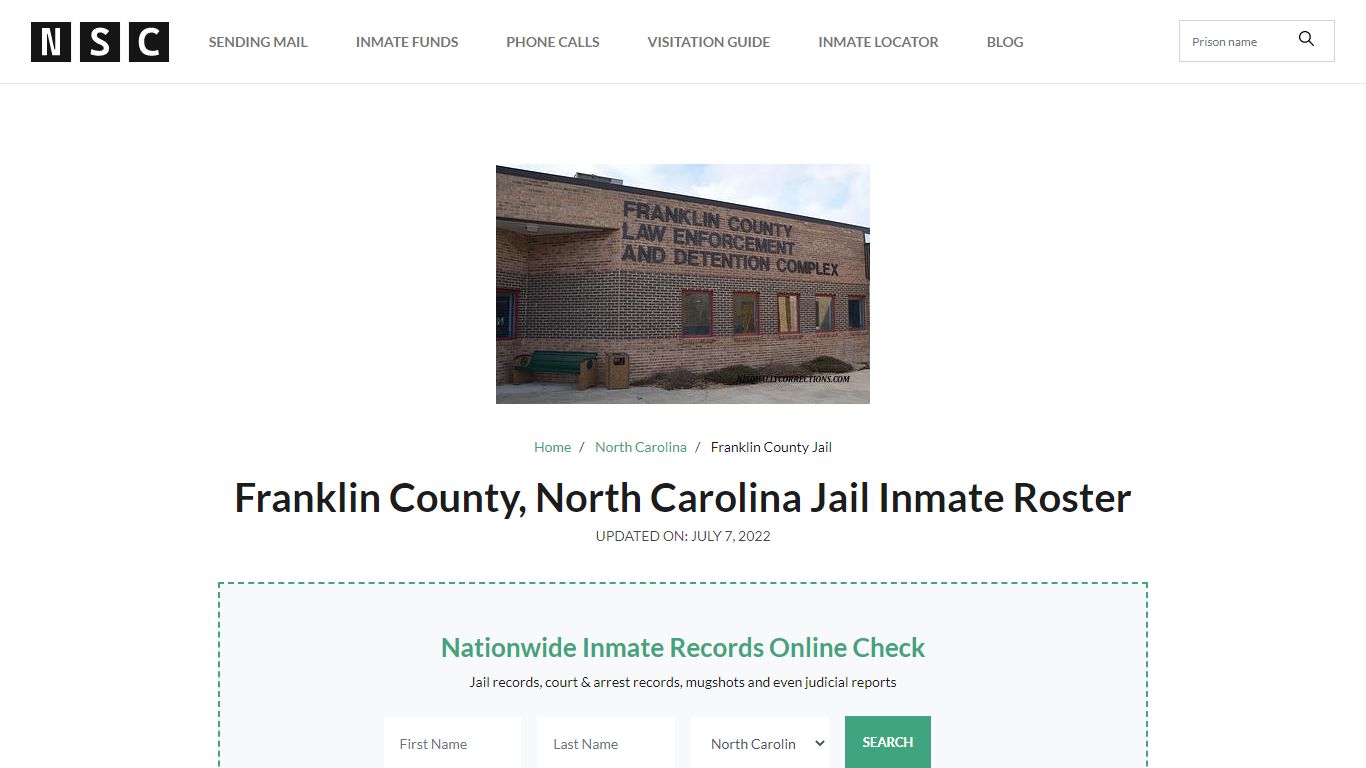 Franklin County, North Carolina Jail Inmate List