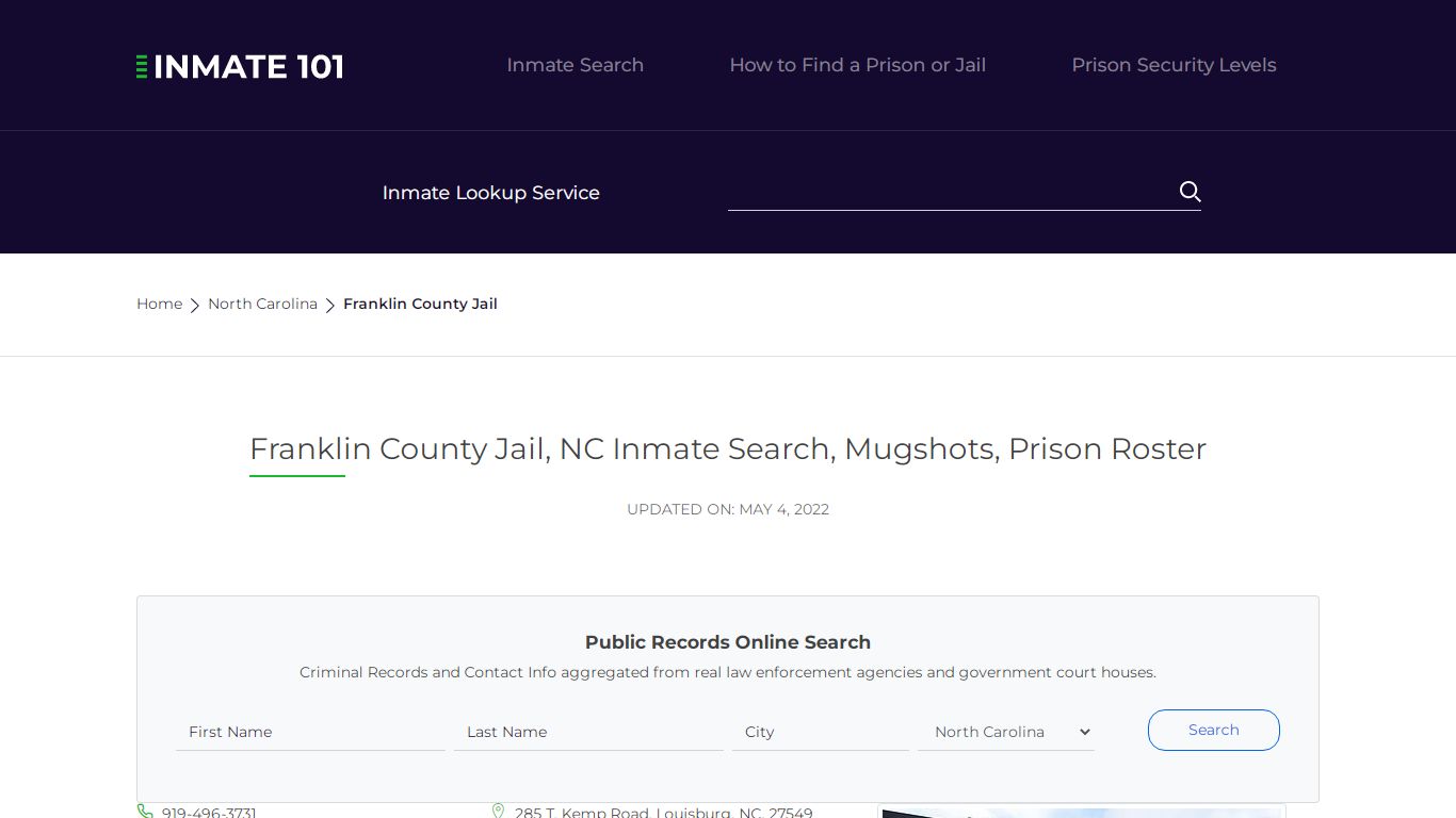 Franklin County Jail, NC Inmate Search, Mugshots, Prison ...